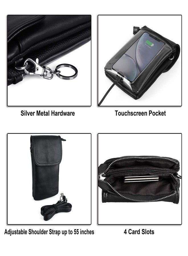 بيفن حقيبة كروسبودي من بيفن، محفظة جلدية بشاشة لمس، هاتف محمول بشاشة لمس مع نافذة خلفية شفافة للنساء (أسود) - Image 5